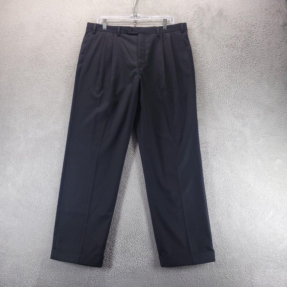 Lauren Ralph Lauren Pants Mens 36x30 Black Pleated Classic Dress Trousers Office